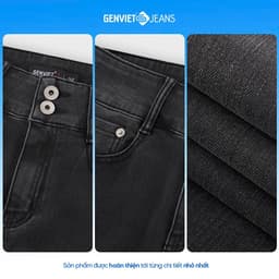 Quần jean nữ ống vảy GENVIET JEANS loe nhẹ vải denim cạp cao 2 cúc tôn dáng chân dài 9176 2