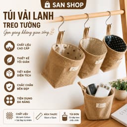 Túi Vải Lanh Cotton Treo Tường Đa Năng Decor Phòng Làm Việc Xinh Sang Chảnh 1