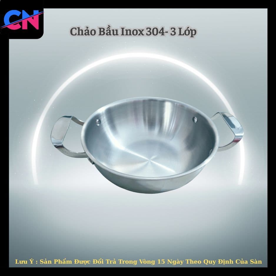 Chảo 304 Đáy Từ-Chảo 3 Lớp  TICOOK - Chảo 2 Quai Sâu Lòng Inox