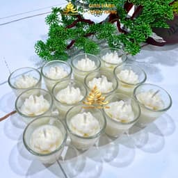 Hộp 12 Ly Nến Bơ Hoa Sen Tự Nhiên 6T, Ly Rượu Bầu, Nến Thắp Hương, Không Khói, Không Độc Hại, Cháy 5 Giờ 5