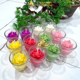 Hộp 12 Ly Nến Bơ Hoa Sen Tự Nhiên 6T, Ly Rượu Bầu, Nến Thắp Hương, Không Khói, Không Độc Hại, Cháy 5 Giờ 1
