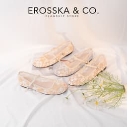 [EROSSKA] [Form 1.5] - Giày búp bê nữ balletcore lưới phối hoa quai ngang kiểu dáng basic màu kem - EL125 8
