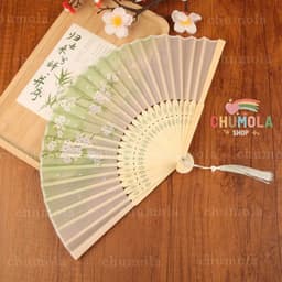 QUẠT XẾP PHONG LÊ ẢNH CỔ TRANG - Quạt Gấp Nan Tre Họa Tiết Cánh Bướm Khung 21cm Phụ Kiện Sườn Xám Cổ Điển 1