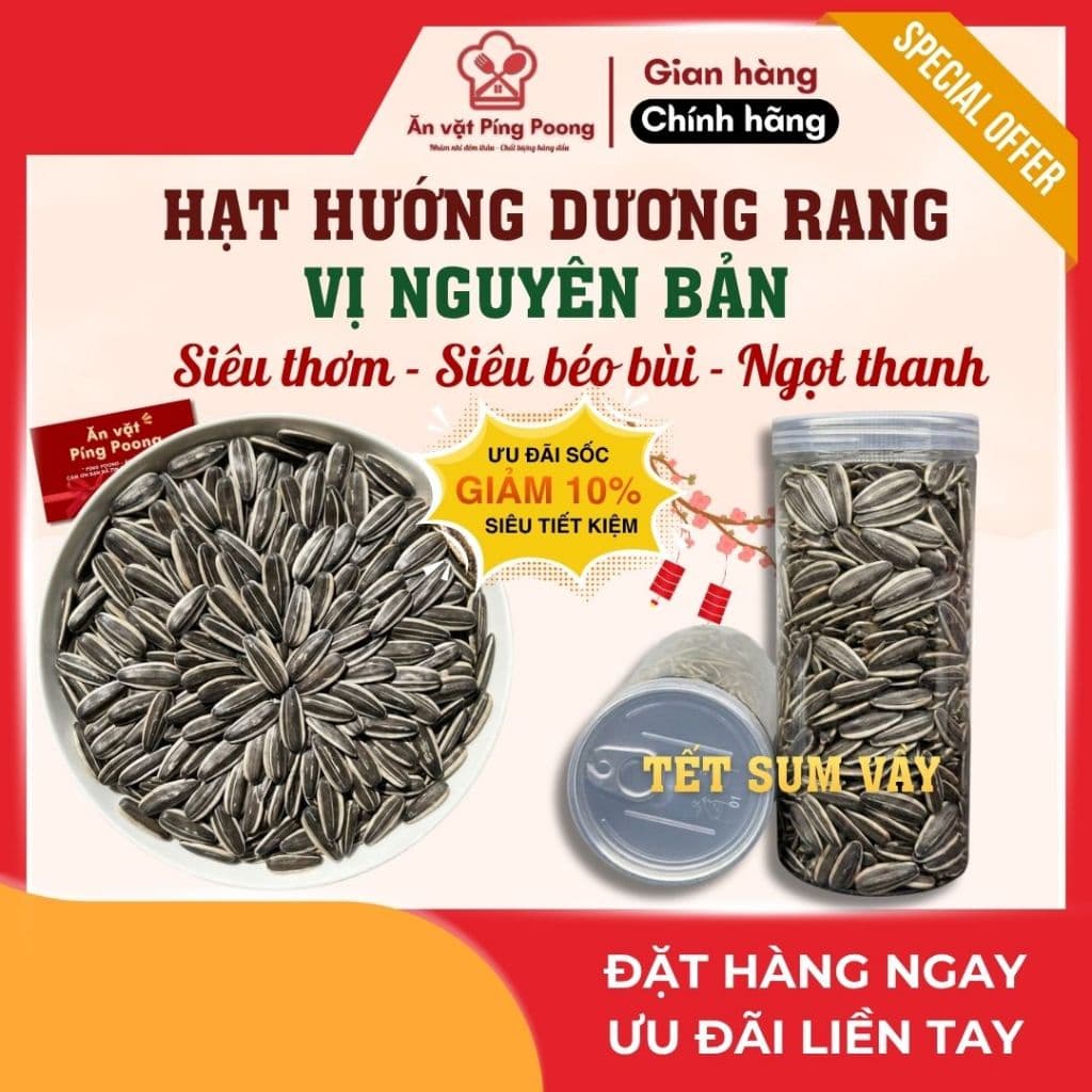 Hạt Hướng Dương Rang Mộc, Hướng Dương Rang Không Vị, Hạt Hướng Dương Nguyên Bản, Hạt Nhâm Nhi Tết