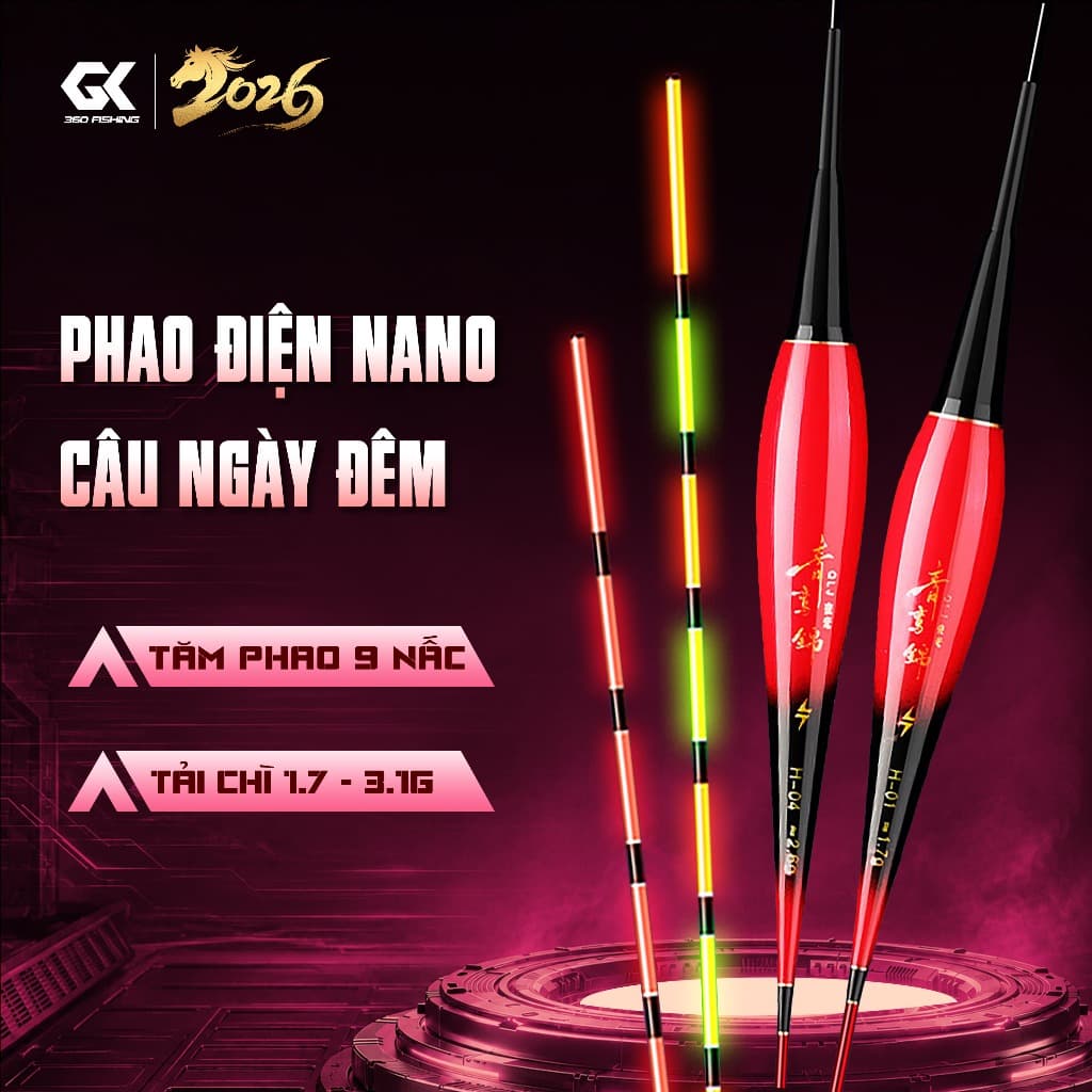 Phao Câu Đêm Đổi Màu Phao Câu Đài Nano Tăm Điện Siêu Nhạy Cao Cấp Tặng Kèm Pin