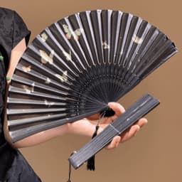 QUẠT GẤP CỔ TRANG MINH DẠ ĐIỆP - Quạt Xếp Nan Tre Họa Tiết Cánh Bướm Khung 21cm Phụ Kiện Sườn Xám Cổ Điển 3