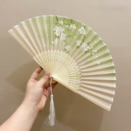 QUẠT XẾP PHONG LÊ ẢNH CỔ TRANG - Quạt Gấp Nan Tre Họa Tiết Cánh Bướm Khung 21cm Phụ Kiện Sườn Xám Cổ Điển 4