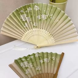QUẠT XẾP PHONG LÊ ẢNH CỔ TRANG - Quạt Gấp Nan Tre Họa Tiết Cánh Bướm Khung 21cm Phụ Kiện Sườn Xám Cổ Điển 9