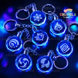 Móc Khóa Vision Genshin Impact LED Pha Lê Phát Sáng – Đèn LED Đổi Màu Anime Game Chibi Dễ Thương Treo Balo Túi 1