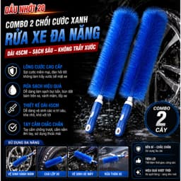 Combo 2 Chổi Cước Xanh Rửa Xe Đa Năng (45cm), Cọ Dài Vệ Sinh Vành Mâm Bánh Xe, Bàn Chải Chà Lốp 1
