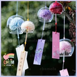 Chuông gió Hoa nhiều màu Furin Nhật Bản trong suốt trang trí decor xinh xắn 1
