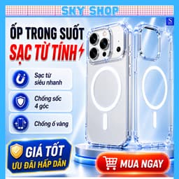 Ốp lưng iphone trong suốt chống sốc - Hỗ trợ sạc không dây cho 11 pro max 12 promax 13 14 15 Plus 16 17 ProMax 17 Air 1