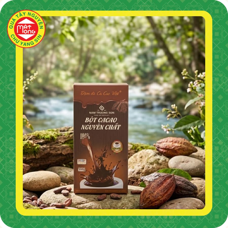 Bột Cacao Nam Trường Sơn Nguyên Chất 200G OCOP - Quà Tây Nguyên