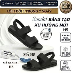 Dép sandanl da bò cao cấp dép thời trang nam 2026 đế pu siêu nhẹ 2 lớp chống đau chân cao cấp· đế cao 3CM nhẹ êm H5 1