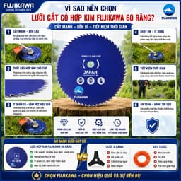 Lưỡi Cắt Cỏ/Lúa Tròn 15/30/40/60 Răng FUJIKAWA 305mm x 25.4mm - Dao Phát Cỏ Công Nghệ Nhật Bản Siêu Sắc, Chống Đá Văng 2