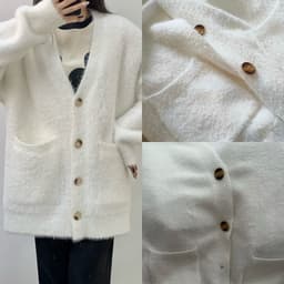(CHIC SEOUL)-Áo khoác len trắng lông oversize phong cách Nertro HQ (ảnh thật là 2 ảnh cuối) 8
