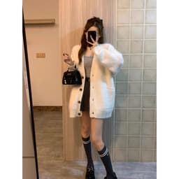 (CHIC SEOUL)-Áo khoác len trắng lông oversize phong cách Nertro HQ (ảnh thật là 2 ảnh cuối) 5
