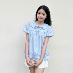 Áo babydoll nữ học sinh cổ sen thắt nơ phối bèo, phong cách tiểu thư hot trend Yến Tee #1031 2