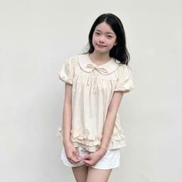 Áo babydoll nữ học sinh cổ sen thắt nơ phối bèo, phong cách tiểu thư hot trend Yến Tee #1031 5