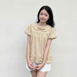 Áo babydoll nữ học sinh cổ sen thắt nơ phối bèo, phong cách tiểu thư hot trend Yến Tee #1031 7