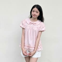Áo babydoll nữ học sinh cổ sen thắt nơ phối bèo, phong cách tiểu thư hot trend Yến Tee #1031 3