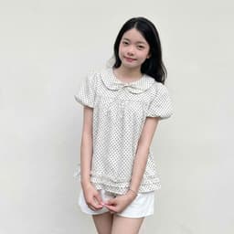 Áo babydoll nữ học sinh cổ sen thắt nơ phối bèo, phong cách tiểu thư hot trend Yến Tee #1031 6
