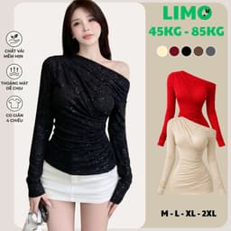 Áo Thun Nữ Lệch Vai Tay Dài Ôm Body Tôn Dáng Bigsize Co Giãn Mềm Mịn Sang Chảnh LIMO MS300 1