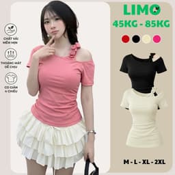 [Có Bigsize 45-85kg] Áo Thun Cổ Tròn Dây Hoa Thiết Kế Thun Gân Tăm Lạnh Mềm Mịn Tôn Dáng LIMO MS572 1