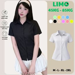 Áo Sơ Mi Nữ Công Sở Bigsize LIMO - Áo Sơ Mi Tay Ngắn Chất Lụa Cổ Polo Dấu Khuy Cúc MS4020 1