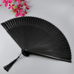 Quạt cổ trang dây tuyến ĐEN TRƠN M65 quạt cầm tay cosplay ngày Tết 3
