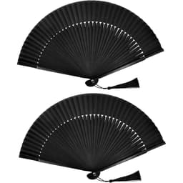 Quạt cổ trang dây tuyến ĐEN TRƠN M65 quạt cầm tay cosplay ngày Tết 6