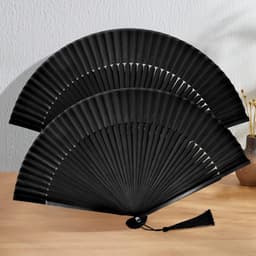 Quạt cổ trang dây tuyến ĐEN TRƠN M65 quạt cầm tay cosplay ngày Tết 7
