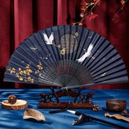 Quạt xếp HẠC PHI NGUYỆT cầm tay phong cách cổ trang trang trí xinh xắn 2