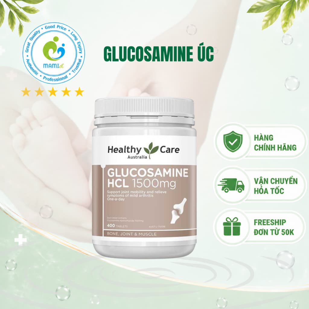 Viên uống xương khớp Healthy Care Glucosamine,Úc (400v) tái tạo sụn khớp,giảm đau cho người lớn tuổi