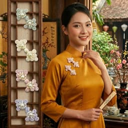 Nút NGỌC TRAI VÂN MÂY - Không Tua phụ kiện cài áo phong cách cổ trang 6