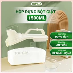 Hộp đựng bột giặt TopGia 1500ml có nắp kín chống ẩm, kèm cốc đong tiện lợi, nhựa cứng cáp, bền đẹp 1