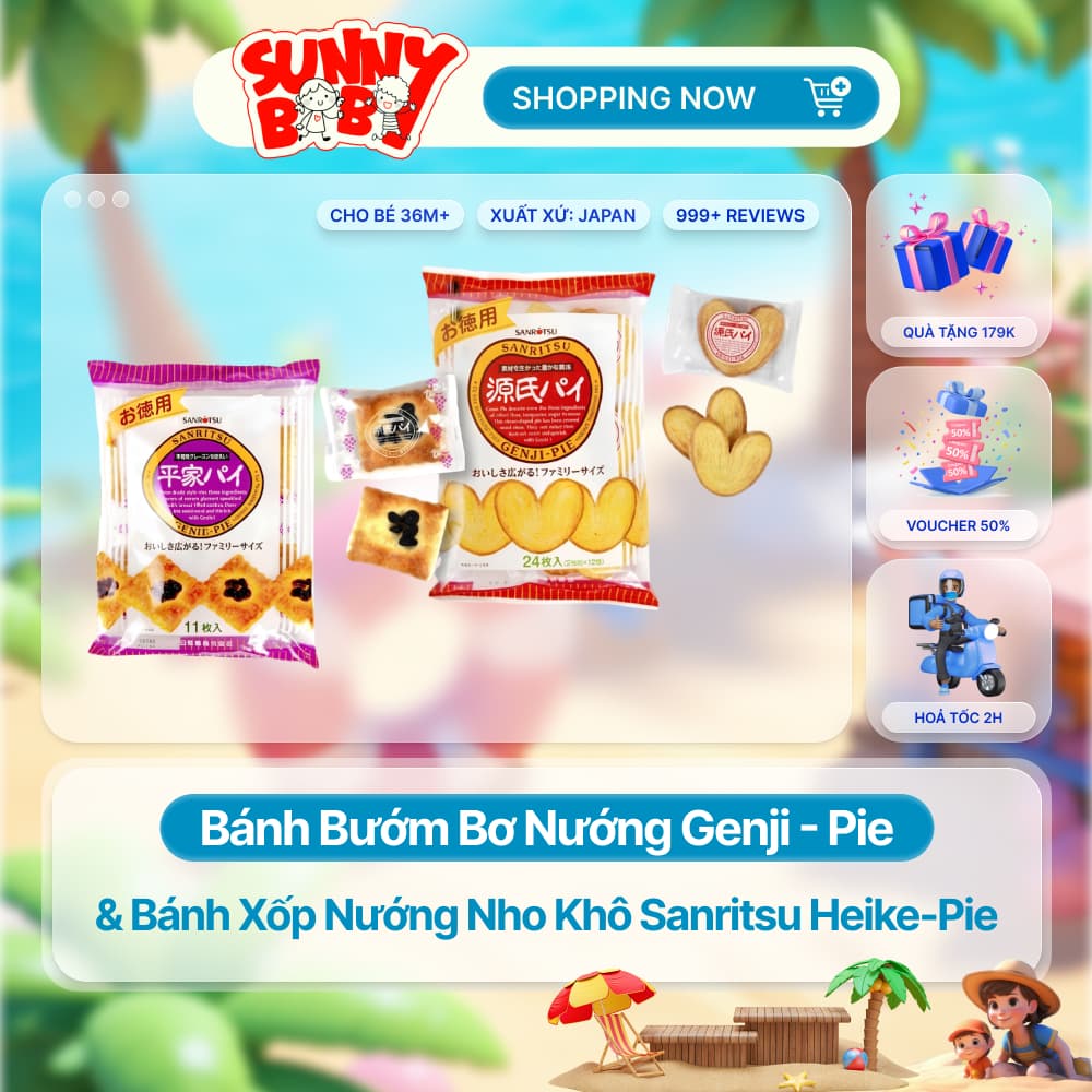 [NHẬT BẢN] Bánh bướm bơ nướng - Bánh xốp nướng nho khô Heike-pie Sanritsu