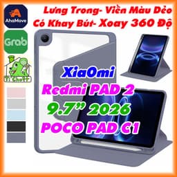 [Xoay 360 Độ] Bao Da MTB Xia0mi Redmi PAD 2 9.7" - POCO PAD C1 2026 Lưng Cứng Trong Suốt Viền Dẻo 1