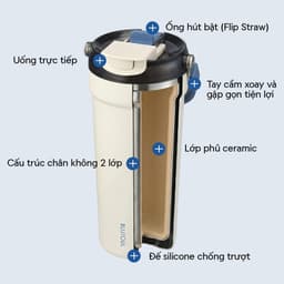 Ly giữ nhiệt thép phủ sứ LocknLock Blissoul Cafe Ceramic Tumbler 700ml LHC4440IVY Màu Ngà - Hàng Chính Hãng - JoyMall 4