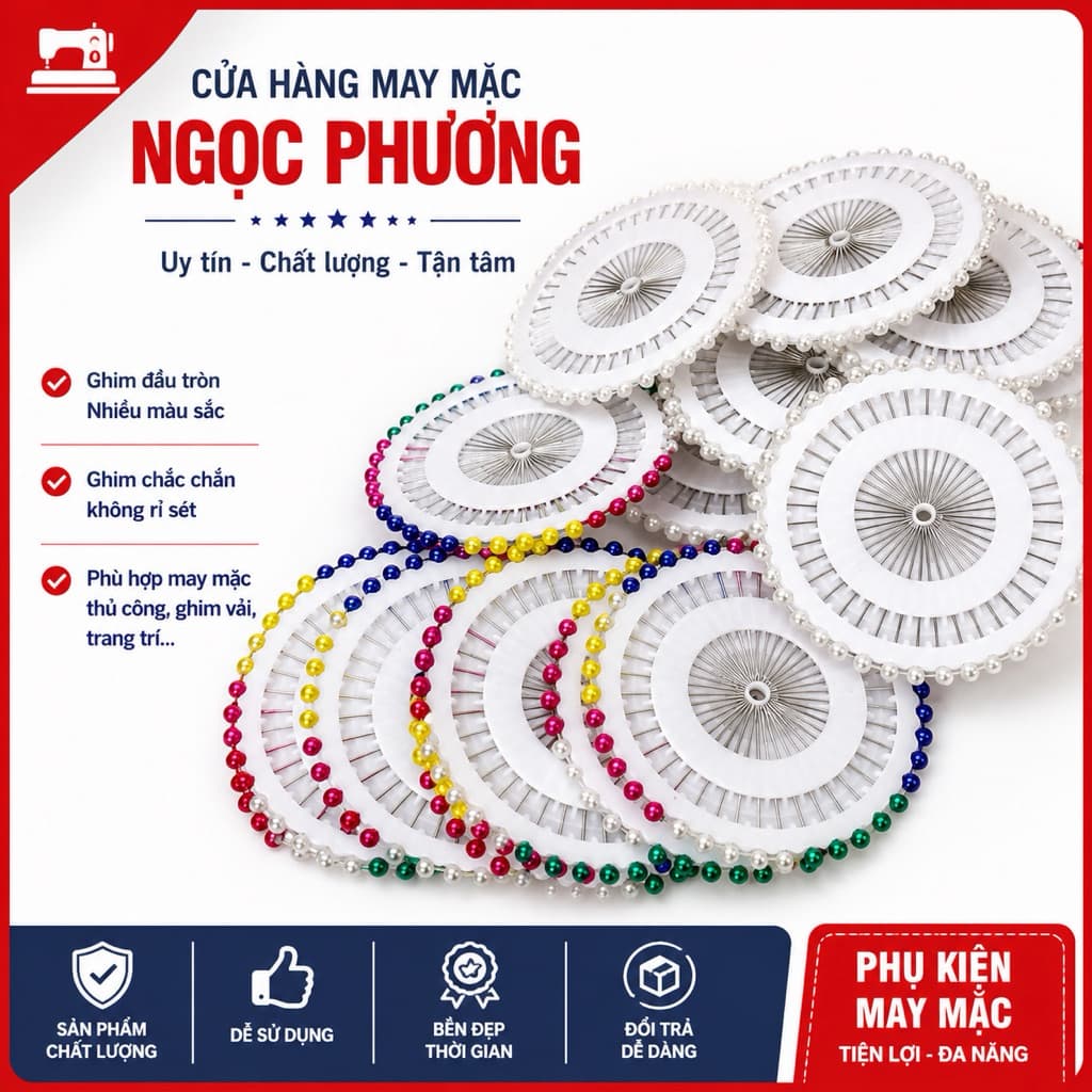 kim cúc kim gim cố định vải chuyên dụng cho thợ may 3 vĩ 120 cây ghim thương hiệu Hoa Mai