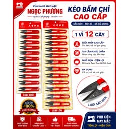 kéo bấm chỉ tay cầm nhựa đỏ 1 vĩ 12 cây lưỡi đen 1
