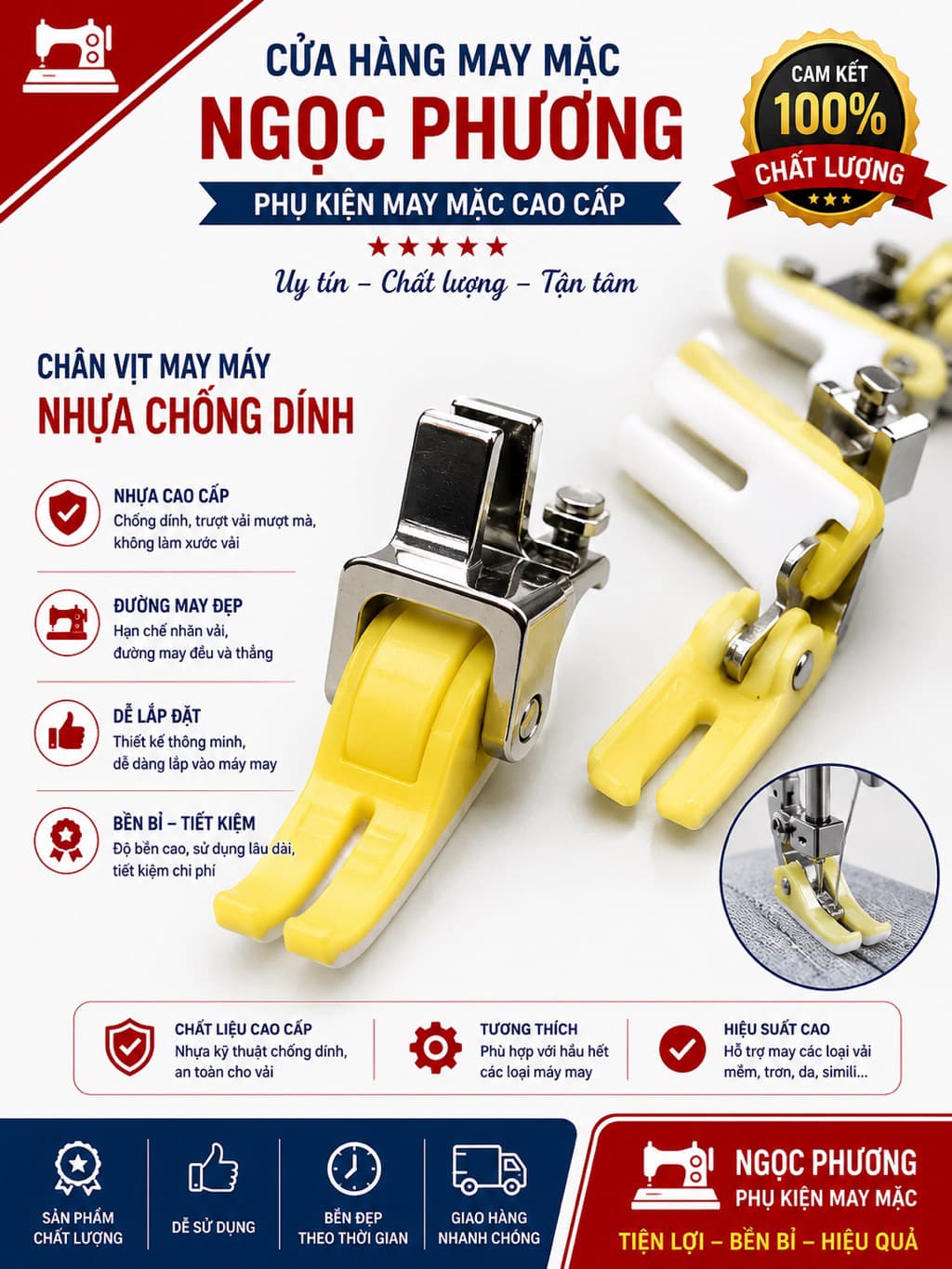chân vịt nhựa 2 da máy may gia đình
