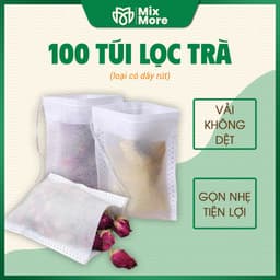 100 túi lọc trà, cà phê, thảo dược,thực phẩm vải không dệt TÚI CÓ DÂY RÚT dùng 1 lần giá tốt Mixmore 1