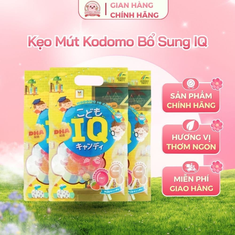 [Nội Địa Nhật Cao Cấp] Kẹo Mút Kodomo Bổ Sung IQ, DHA Và Lợi Khuẩn Giúp Phát Triển IQ Cho Bé