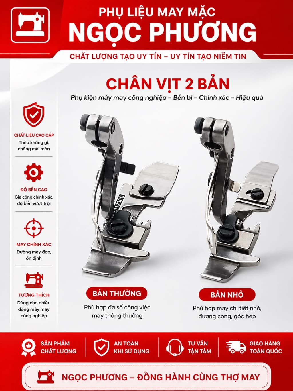 chân vịt máy vắt sổ công nghiệp 4 ống chỉ jack, siruba đời K , Kingtex 8000, 9000 chân cổ cao
