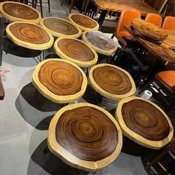 Bàn Ghế Tròn Gỗ Me Tây Kèm Chân Sắt Hairpin, Ngồi Cafe, Bàn Trà, Quán Nước, Ban Công 4