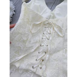 Xukadress - Set Váy kem ren dài xoè dự tiệc, váy dài đơn giản sang chảnh 8