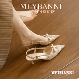Giày Cao Gót Mũi Nhọn MEYBANNI Phối Ren Nơ Họa Tiết Thêu Sang Trọng - D288 3