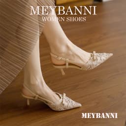 Giày Cao Gót Mũi Nhọn MEYBANNI Phối Ren Nơ Họa Tiết Thêu Sang Trọng - D288 6