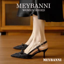 Giày Cao Gót Mũi Nhọn MEYBANNI Phối Ren Nơ Họa Tiết Thêu Sang Trọng - D288 2